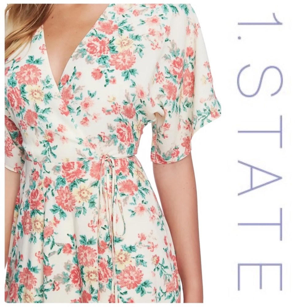 1.STATE Ikat Bouquet Midi Wrap Dress 18W
